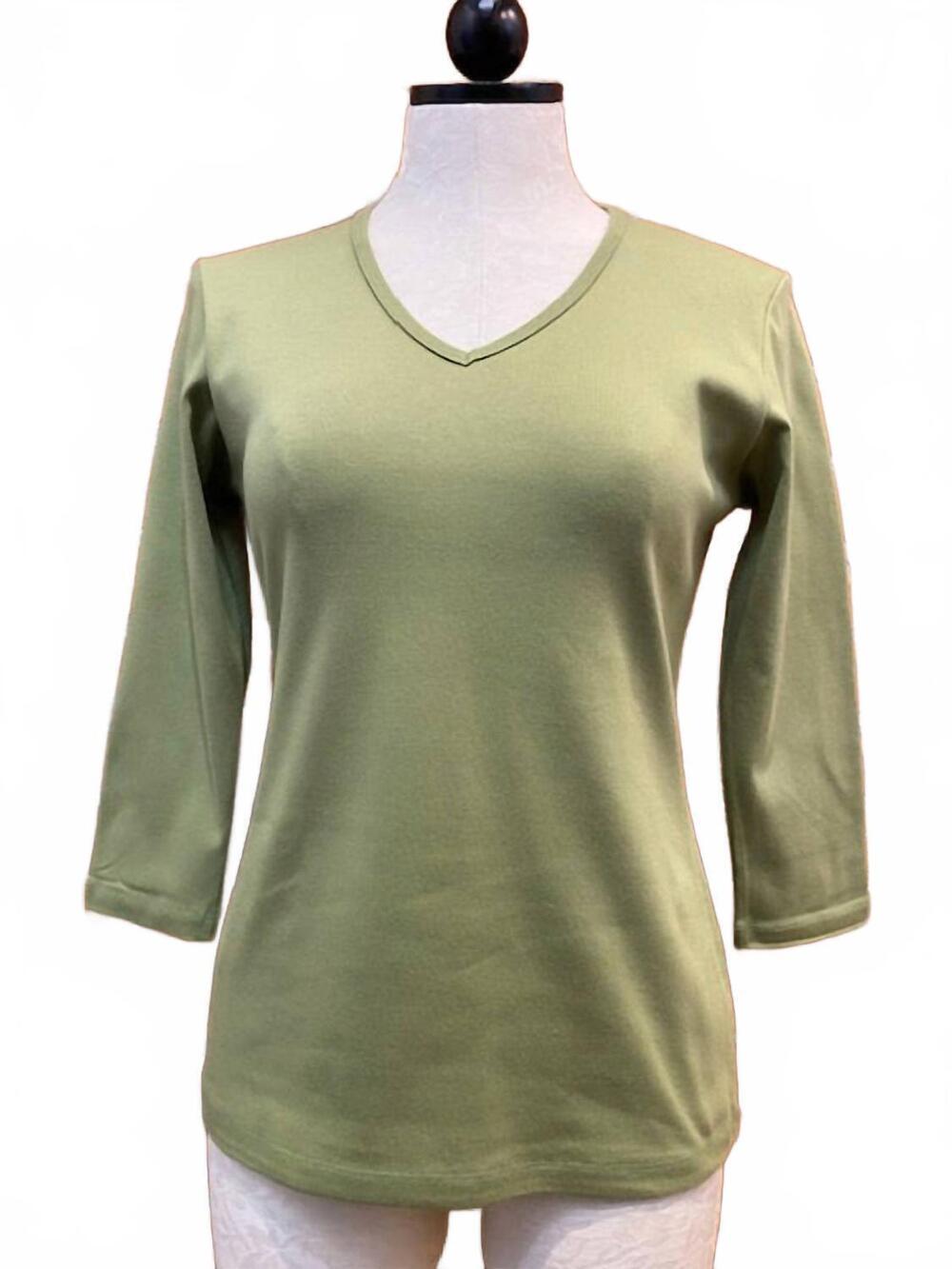 NEW NECESSITEES women's v-neck t-shirt in leaf